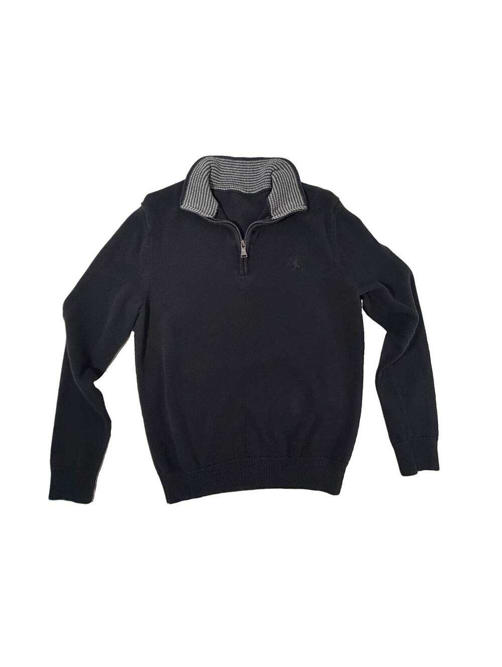 Express Mens Black Quarter Zip Sweater Lion Logo Mock Neck Pullover Medium